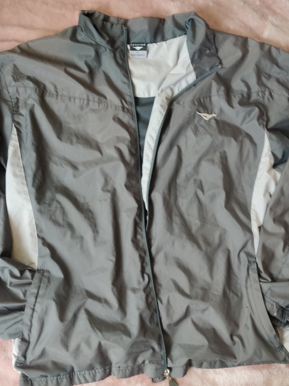 Cheetah Mens Windbreaker Jacket XL Full Zip Colorblock Gray White